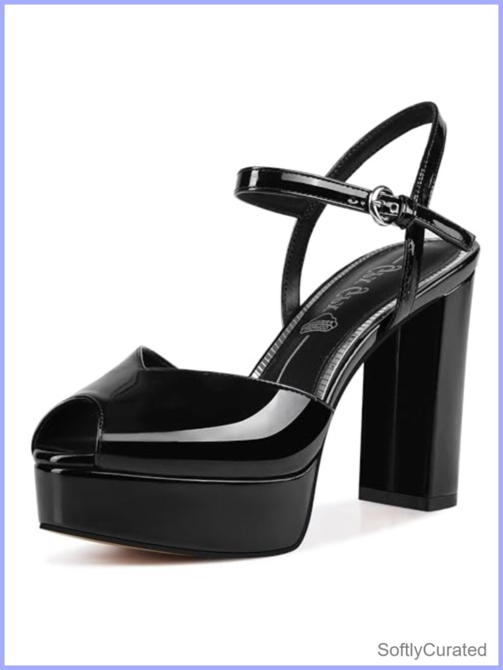 Faux Leather Platform High Heels Chunky Heel Ankle Strap Sandals